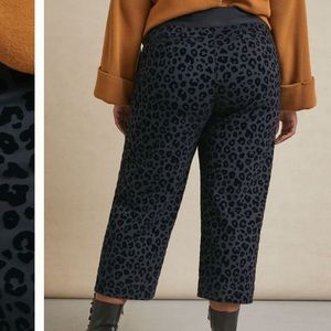 Anthropologie Maeve Black Leopard Wide Leg Pants